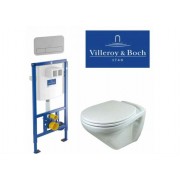 Комплект 4 в 1: Унитаз Villeroy&Boch Omnia Classic+кнопка Villeroy & Boch ViConnect, хром+инсталляция Villeroy & Boch R-STYLE 9224 6100, 4QU1E3UKV, 30244.00 р., 4QU1E3UKV, Villeroy&Boch, Унитаз+инсталляция